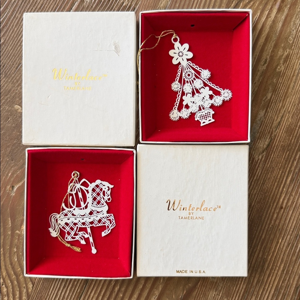 Vintage Winterlace by Tamerlane set of 2 ornaments in original box